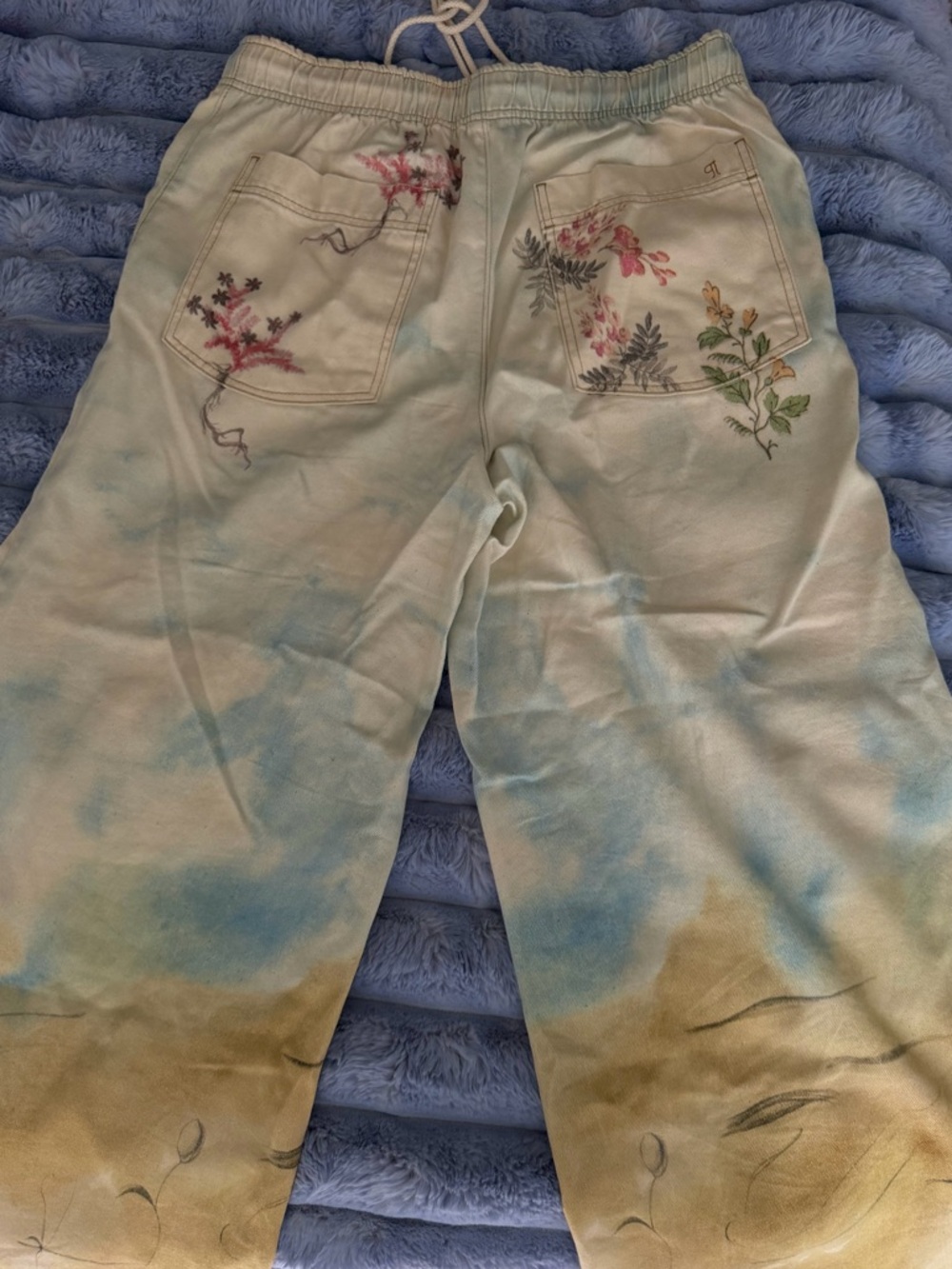 Anthropologie Wide-Leg Drawstring Pants in Yellow Pattern - Picture 4 of 6